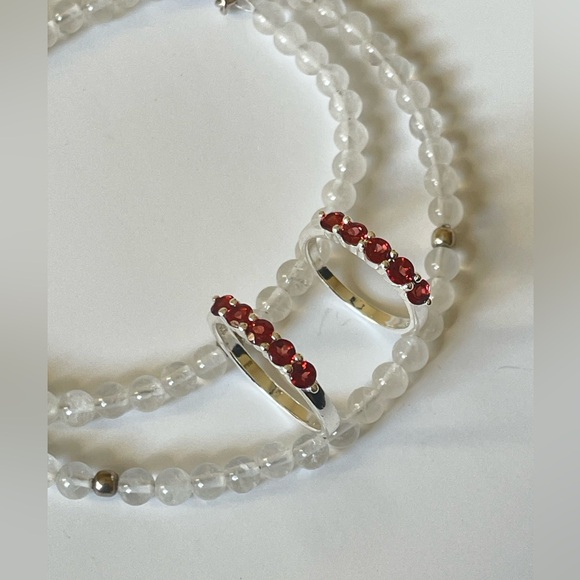 925 Sterling Silver Natural Garnet Band “Vibes” Sizes available US:5,7,8,9 - Picture 4 of 16